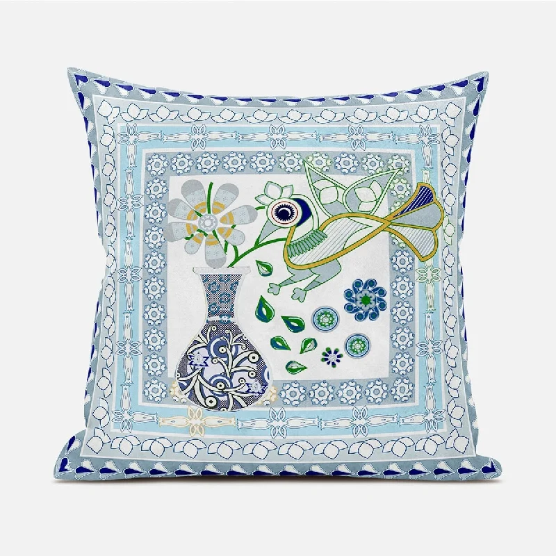 Adjustable Pillows for Customized Comfort16" X 16" Gray and White Peacock Broadcloth Floral Zippered Pillow Adjustable Pillows for Customized Comfort16" X 16" Gray and White Peacock Broadcloth Floral Zippered Pillow