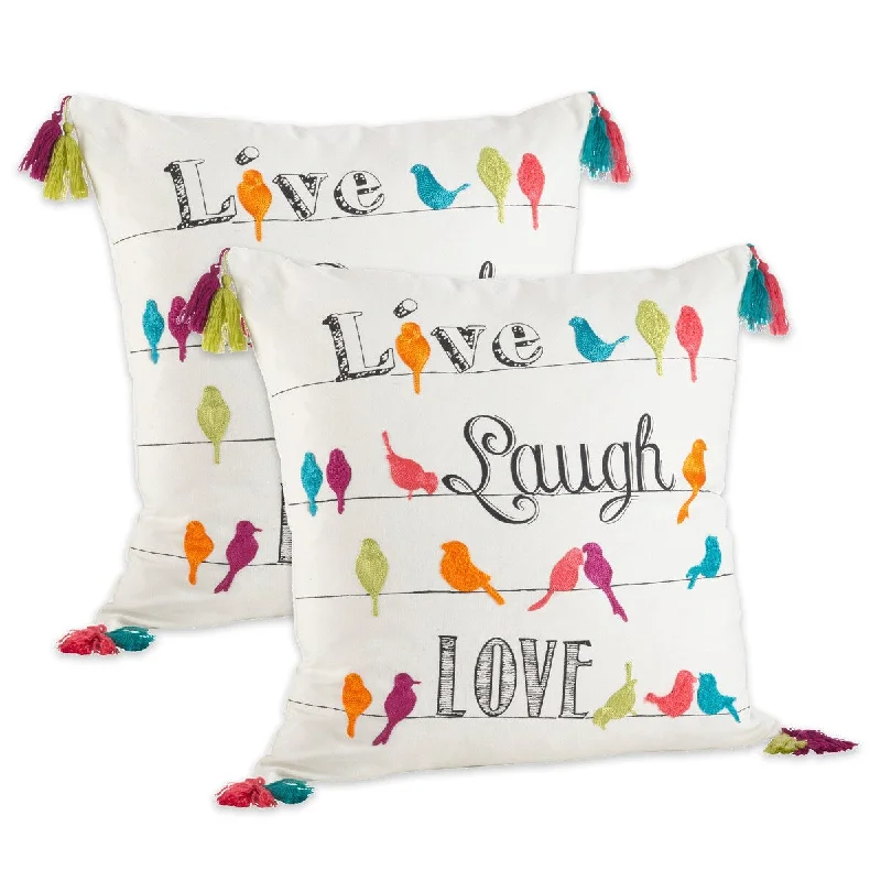 Adjustable Pillows for Customized ComfortColorful Embroidered Tassel Trim Live Laugh Love Throw Pillow Cover (Set of 2) Adjustable Pillows for Customized ComfortColorful Embroidered Tassel Trim Live Laugh Love Throw Pillow Cover (Set of 2)