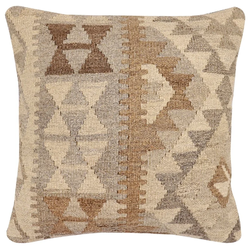 Velvet Pillows for a Touch of EleganceTribal Francine Turkish Hand-Woven Kilim Pillow - 18'' x 18'' Velvet Pillows for a Touch of EleganceTribal Francine Turkish Hand-Woven Kilim Pillow - 18'' x 18''