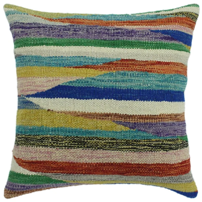 Square Pillows for Modern Home DecorHollings Ivory/Blue Hand-Woven Kilim Throw Pillow -18"x18" Square Pillows for Modern Home DecorHollings Ivory/Blue Hand-Woven Kilim Throw Pillow -18"x18"