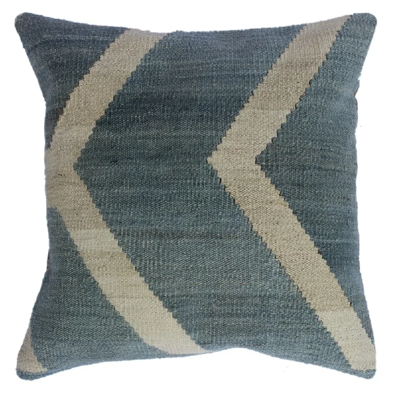 Round Pillows for Boho-Style InteriorsDaron Gray/Ivory Hand-Woven Kilim Throw Pillow(18"x18") Round Pillows for Boho-Style InteriorsDaron Gray/Ivory Hand-Woven Kilim Throw Pillow(18"x18")