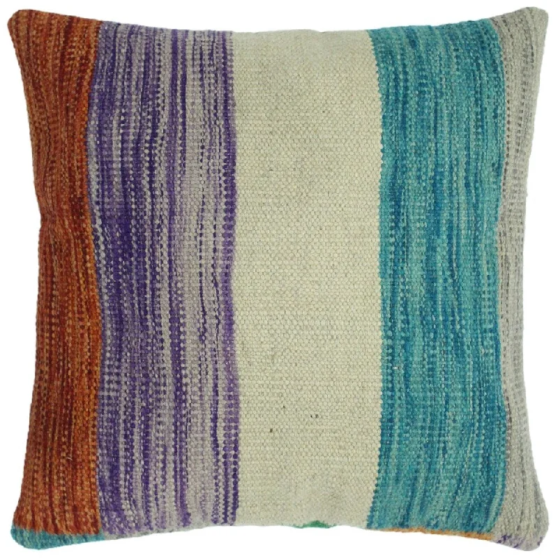 Soft and Fluffy Pillows for Bedroom ComfortHenke Ivory/Purple Hand-Woven Kilim Throw Pillow -18"x18" Soft and Fluffy Pillows for Bedroom ComfortHenke Ivory/Purple Hand-Woven Kilim Throw Pillow -18"x18"