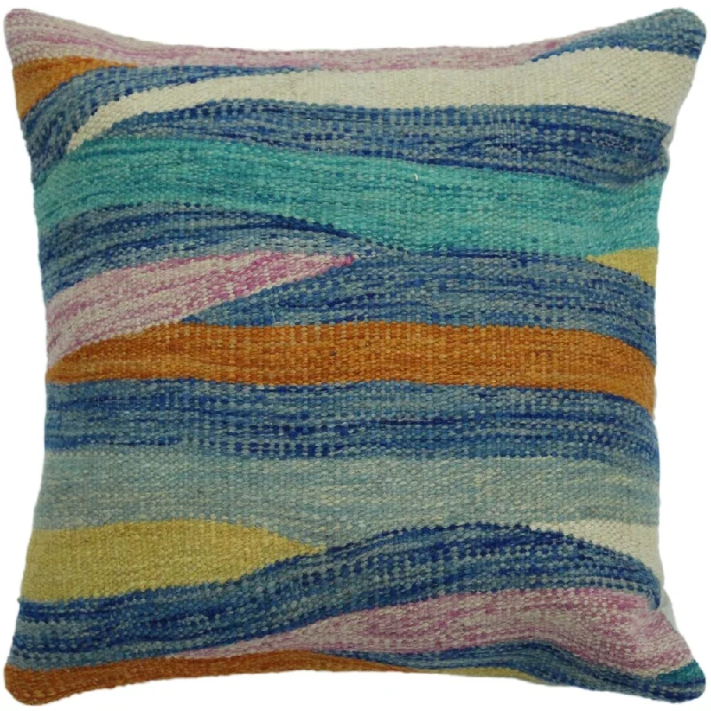 Lumbar Support Pillows for Car SeatsErickson Blue/Orange Hand-Woven Kilim Throw Pillow -18"x18" Lumbar Support Pillows for Car SeatsErickson Blue/Orange Hand-Woven Kilim Throw Pillow -18"x18"