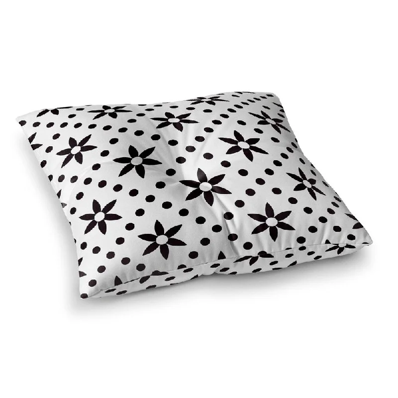Feather Pillows for a Luxurious SleepBlack Flowers With White Dots Floor Pillow