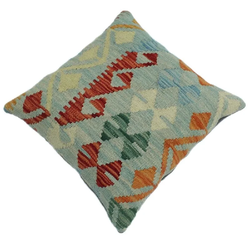 Round Pillows for Boho-Style InteriorsHensley Grey/Ivory Hand-Woven Kilim Throw Pillow -18"x18" Round Pillows for Boho-Style InteriorsHensley Grey/Ivory Hand-Woven Kilim Throw Pillow -18"x18"