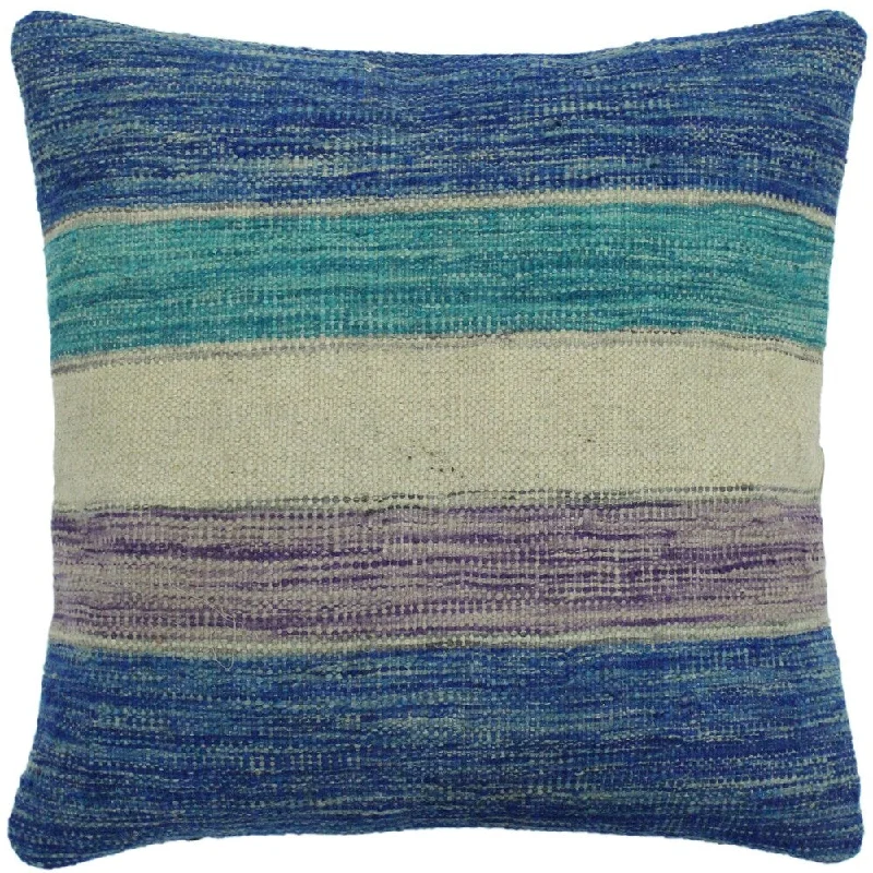 Cotton Pillows for Natural ComfortHemphill Blue/Teal Hand-Woven Kilim Throw Pillow -18"x18" Cotton Pillows for Natural ComfortHemphill Blue/Teal Hand-Woven Kilim Throw Pillow -18"x18"