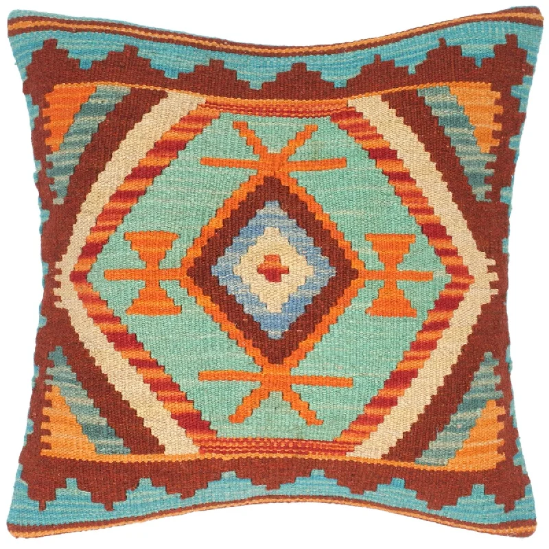Round Pillows for Boho-Style InteriorsSouthwestern Heidi Hand-Woven Turkish Kilim Pillow 17 in. x 18 in. Round Pillows for Boho-Style InteriorsSouthwestern Heidi Hand-Woven Turkish Kilim Pillow 17 in. x 18 in.