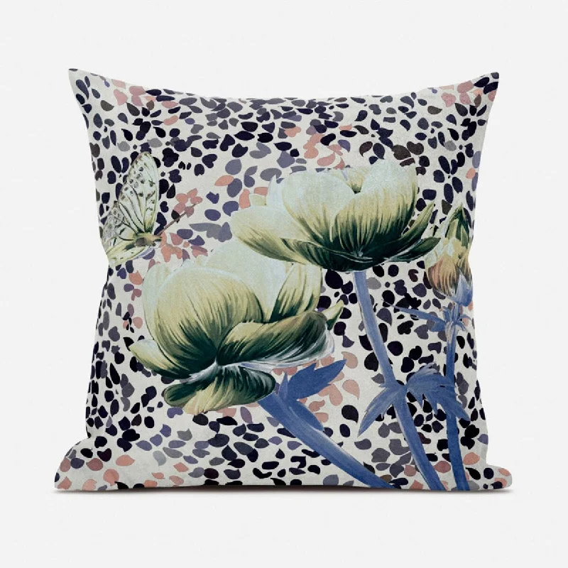 Round Pillows for Boho-Style Interiors18" X 18" Blue and Black Butterfly Broadcloth Floral Zippered Pillow Round Pillows for Boho-Style Interiors18" X 18" Blue and Black Butterfly Broadcloth Floral Zippered Pillow
