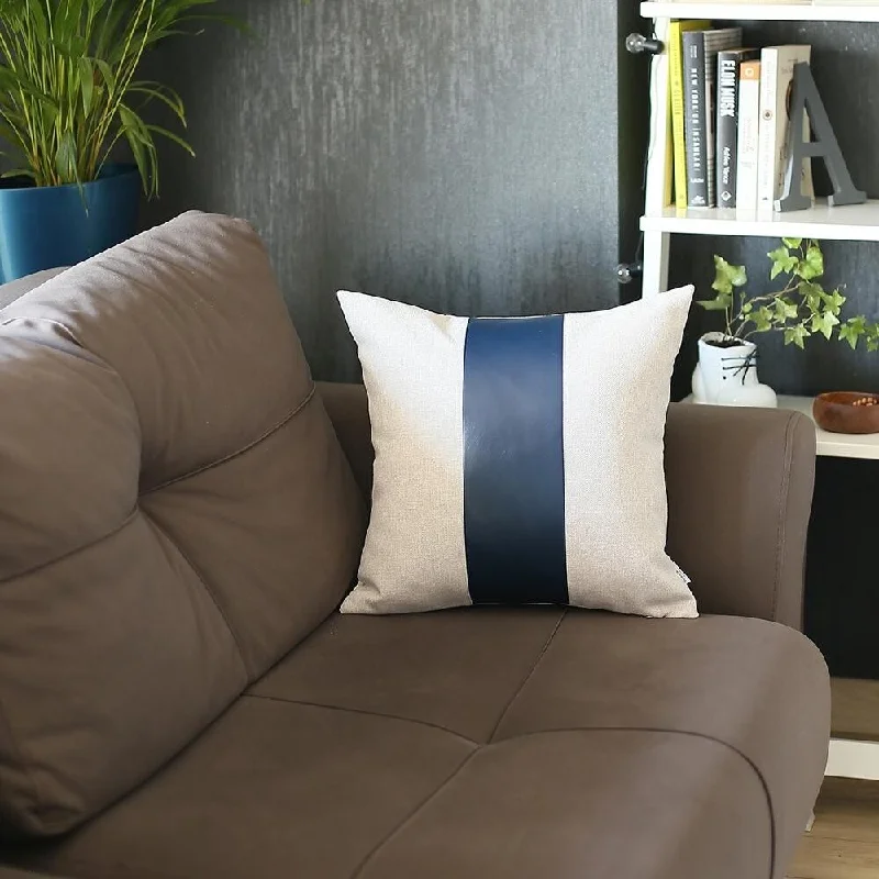 Down Alternative Pillows for Ethical ChoicesWhite and Navy Strap Faux Leather Throw Pillow Down Alternative Pillows for Ethical ChoicesWhite and Navy Strap Faux Leather Throw Pillow