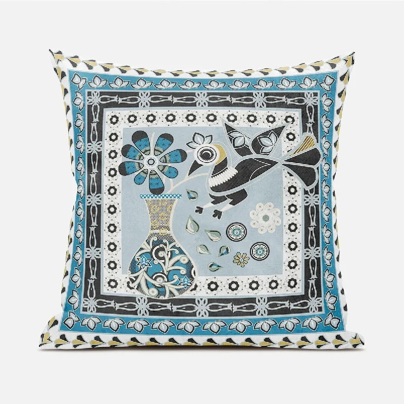 Cotton Pillows for Natural Comfort18" X 18" Blue and Black Peacock Broadcloth Floral Zippered Pillow Cotton Pillows for Natural Comfort18" X 18" Blue and Black Peacock Broadcloth Floral Zippered Pillow
