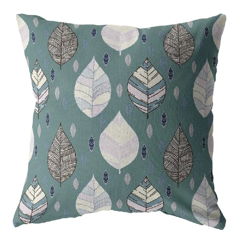 Travel Pillows for Long Journeys16" Pine Green Leaves Suede Zippered Throw Pillow