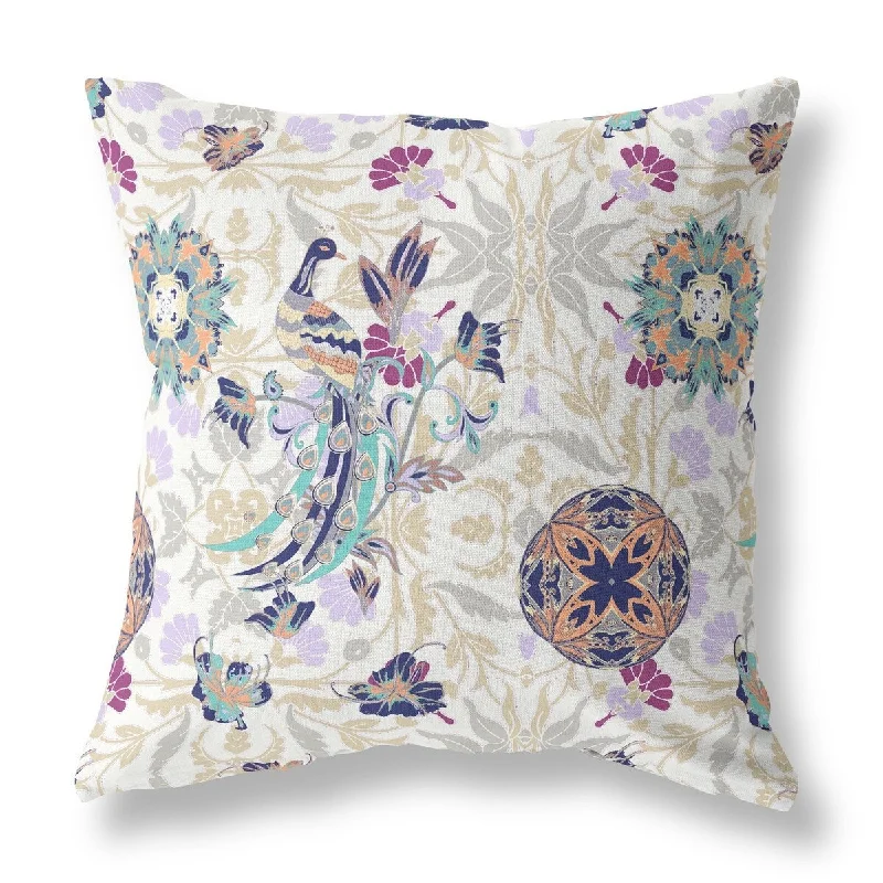 Plush Pillows for a Cozy Bed16" White Purple Peacock Indoor Outdoor Zip Throw Pillow Plush Pillows for a Cozy Bed16" White Purple Peacock Indoor Outdoor Zip Throw Pillow