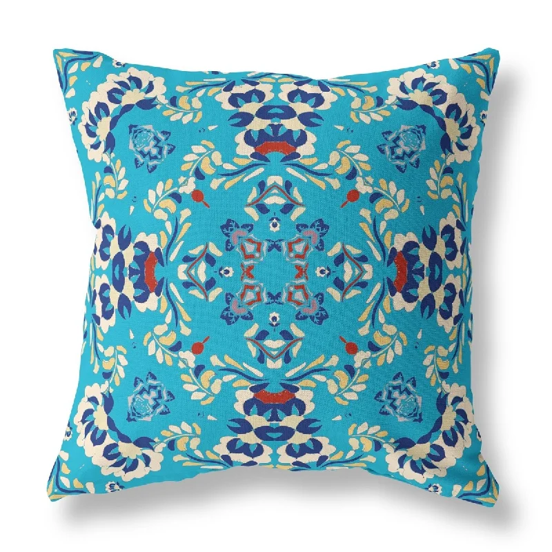 Firm Pillows for Side Sleepers16" Cyan Blue Filigree Indoor Outdoor Zip Throw Pillow Firm Pillows for Side Sleepers16" Cyan Blue Filigree Indoor Outdoor Zip Throw Pillow