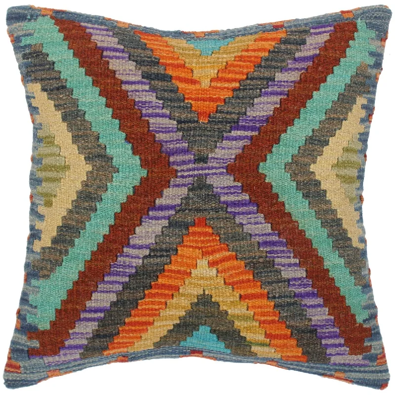 Velvet Pillows for a Touch of EleganceElectric Elfrieda Hand-Woven Turkish Kilim Pillow 18 in. x 17 in. Velvet Pillows for a Touch of EleganceElectric Elfrieda Hand-Woven Turkish Kilim Pillow 18 in. x 17 in.