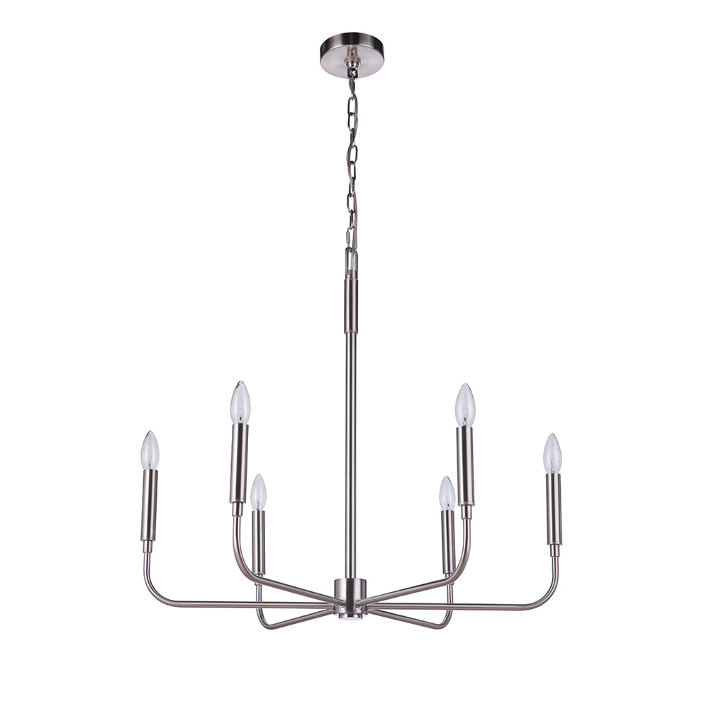 Ceiling - Mounted Chandeliers for Standard CeilingsBeverly Six Light Chandelier - Satin Nickel