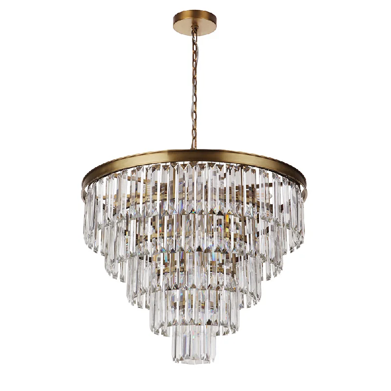 Chandeliers with Colored Glass for a Splash of ColorArt Deco Chandelier - Brass 30"