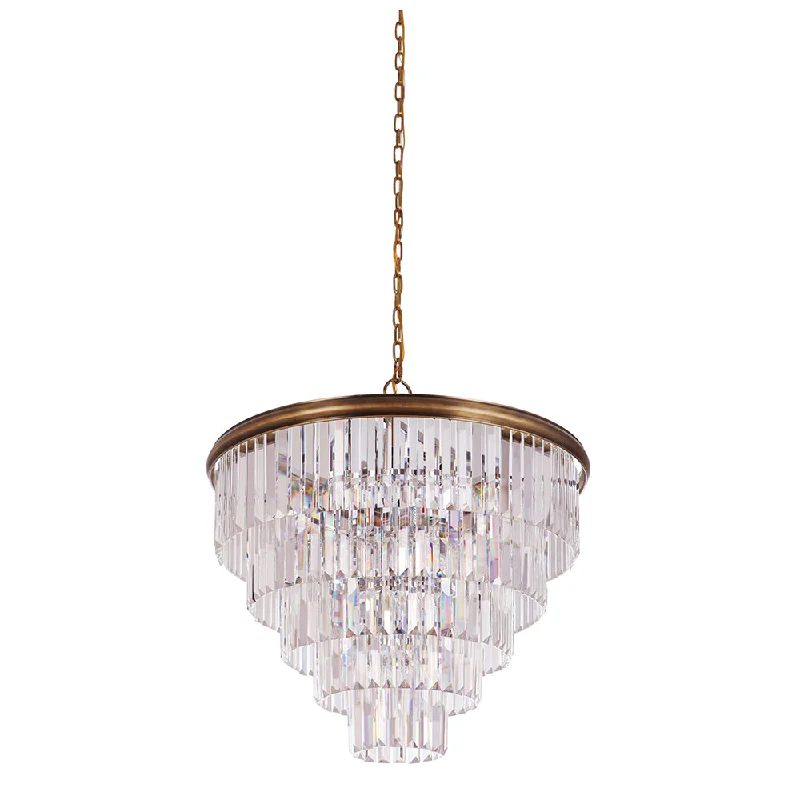 Chandeliers with Adjustable Height for Custom InstallationArt Deco Chandelier - Large - Brass