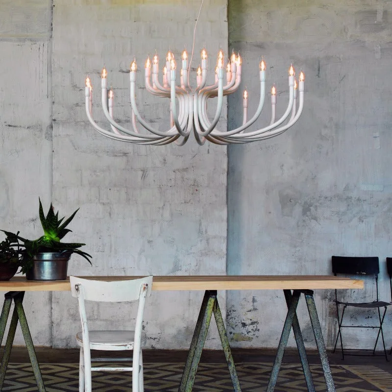 Incandescent Chandeliers for a Warm and Traditional GlowEclectic Aluminium Multi-Arm Chandelier