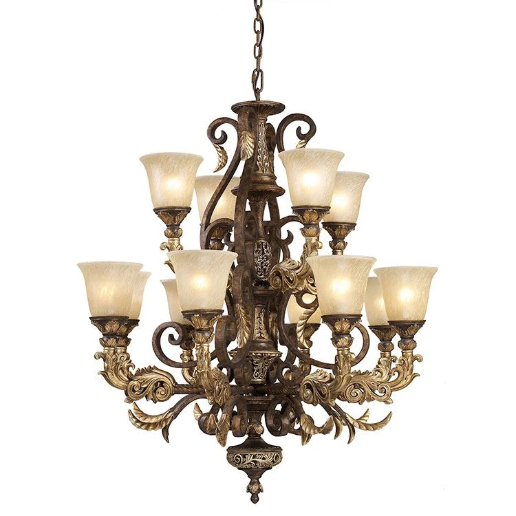 Chandeliers with Colored Glass for a Splash of ColorRegency Twelve-Light Two-Tier Chandelier