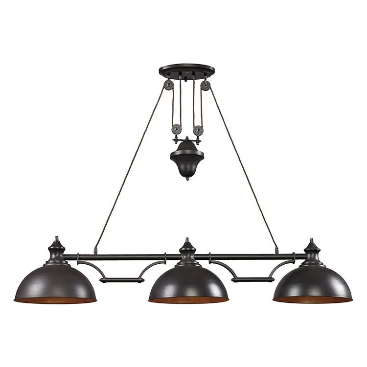 Chandeliers with Colored Glass for a Splash of ColorFarmhouse Three-Light Billiard Chandelier