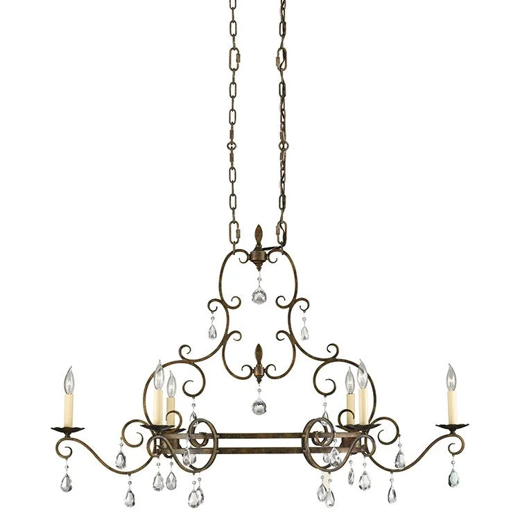 Chandeliers with Clear Crystal for a Sparkling EffectChateau Six-Light Linear Chandelier