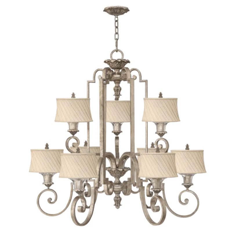 Chandeliers with Colored Glass for a Splash of ColorHamptons Textured Fabric Shade Chandelier