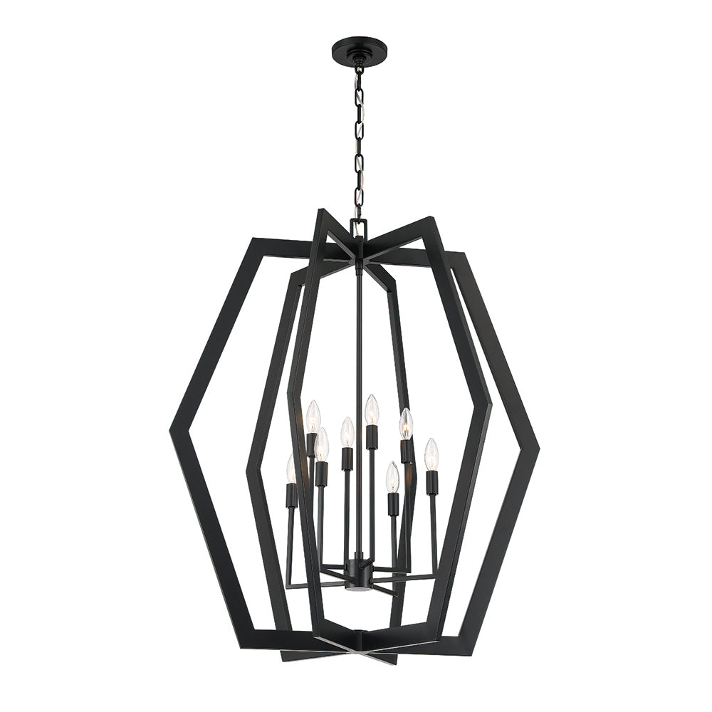 Chandeliers with Metal Frames in Copper FinishHex Foyer Chandelier - Black