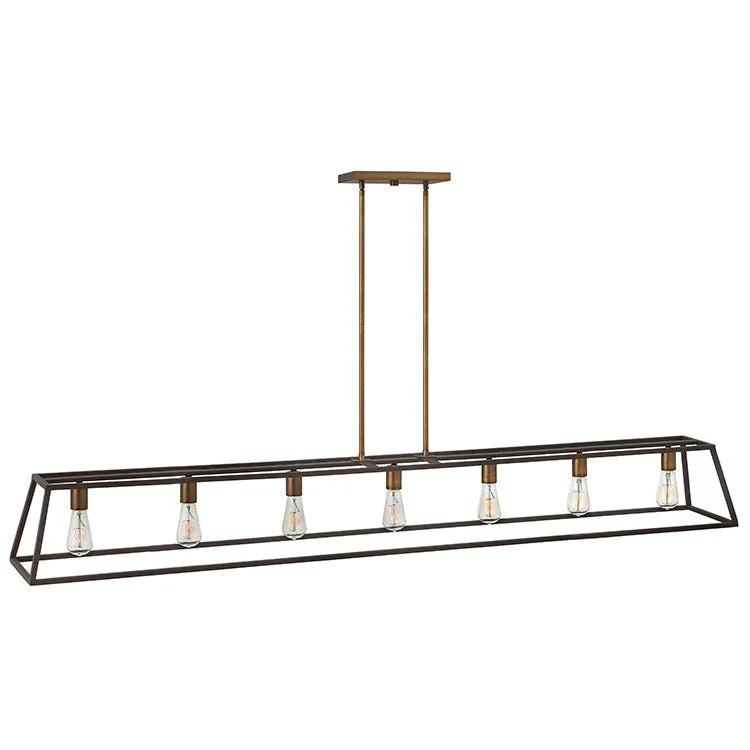 Chandeliers with Metal Frames in Bronze FinishFulton Seven-Light Stem-Hung Linear Chandelier