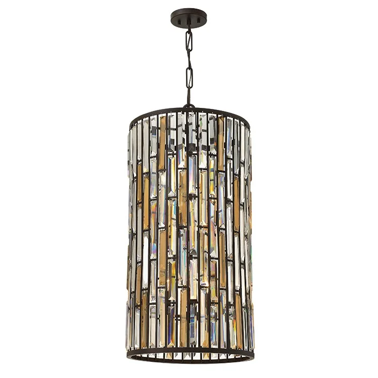 Chandeliers with Metal Frames in Black FinishGemma Six-Light Large Foyer Pendant