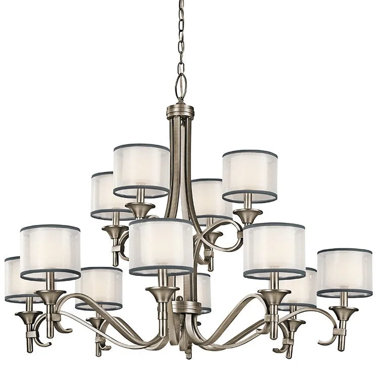 Chandeliers with Metal Frames in Bronze FinishLacey Twelve-Light Chandelier