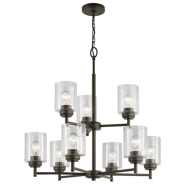 Chandeliers with Metal Frames in Black FinishWinslow Nine-Light Two-Tier Chandelier