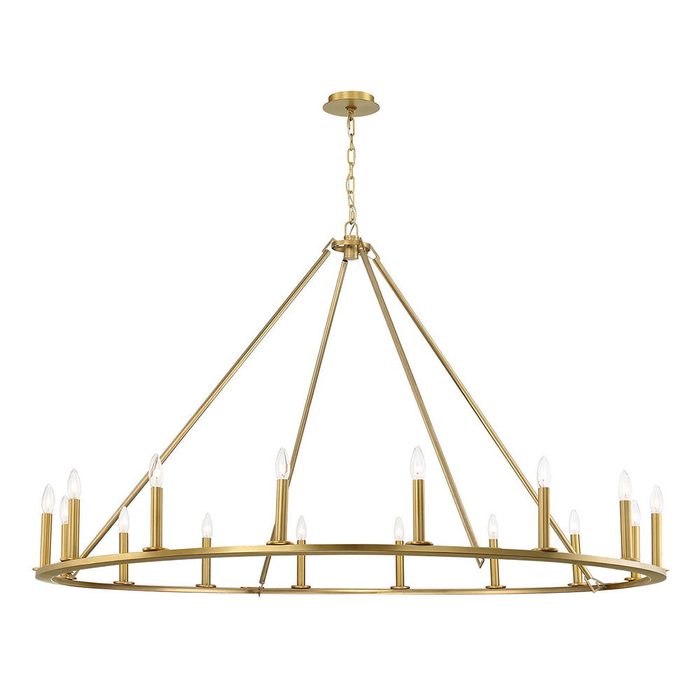 Chandeliers with Adjustable Height for Custom InstallationLancelot 16 Light Chandelier - Brass