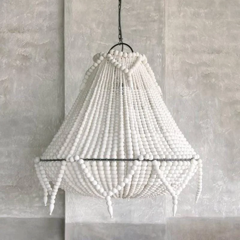 LED Chandeliers for Energy - Efficient LightingLarge Natural Wooden Beaded Chandelier