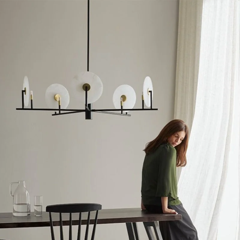 Chandeliers with Venetian Glass for a Luxurious LookMatte Black Geometric Disc Chandelier