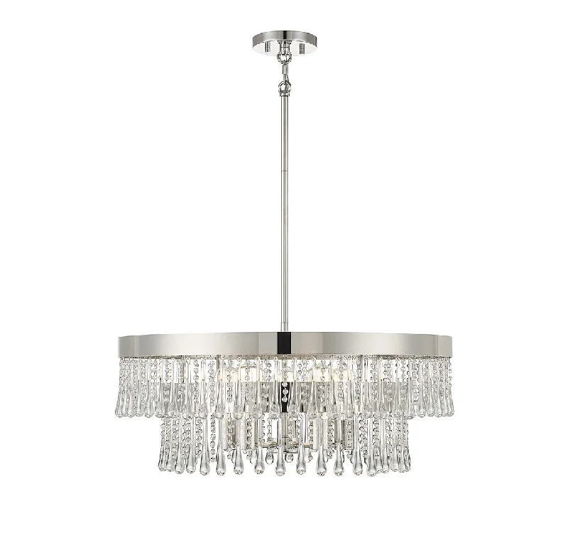 Chandeliers with Metal Frames in Silver FinishSix Light Pendant