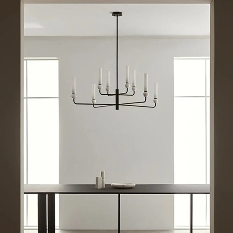 Chandeliers with Multiple Lights for Maximum IlluminationMinimalist Tubular Blown Glass Chandelier