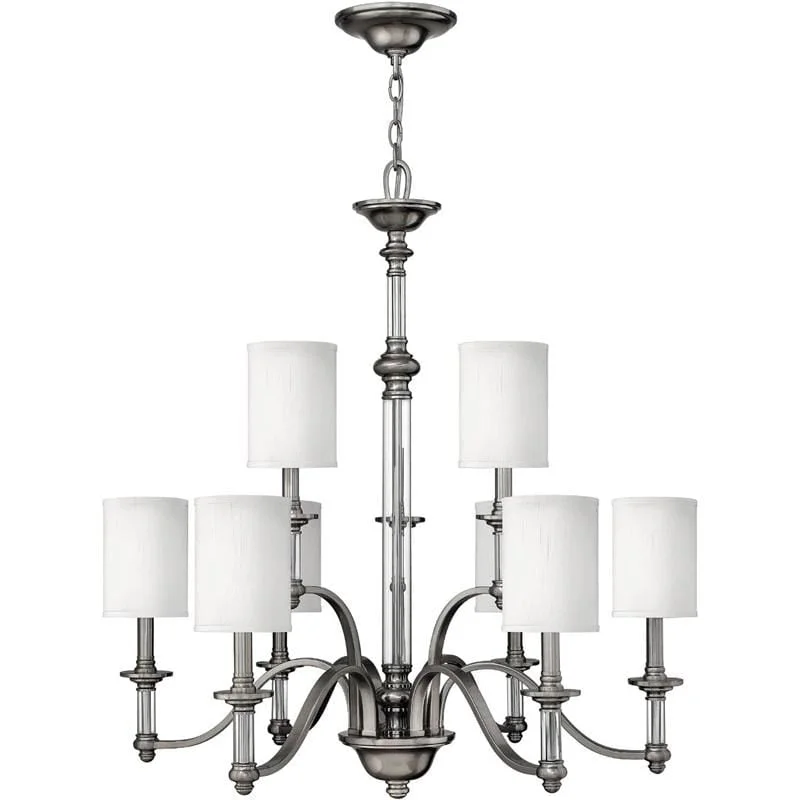 Ceiling - Mounted Chandeliers for Standard CeilingsModern Brushed Nickel & Glass Chandelier