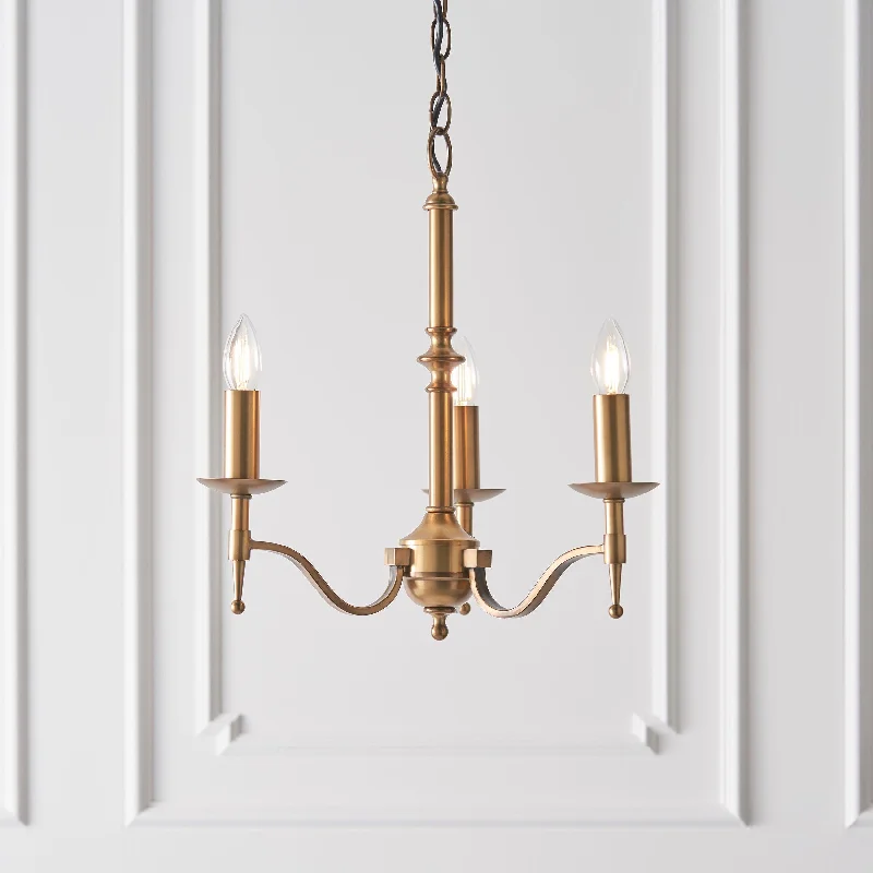 Rustic Wood Chandeliers for Country - Style HousesStanford 3 Light Antique Brass Finish Chandelier