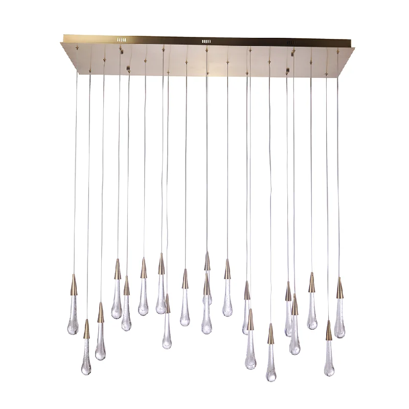 Chandeliers with Metal Frames in Bronze FinishTeardrop 20 Light LED Chandelier - Aged Brass