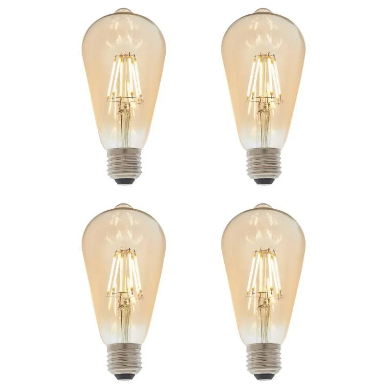 Industrial Style Floor Lamp with Exposed Bulbs for Loft Apartments4 X E27 LED Filament Amber Pear Shaped Dimmable 6w Light Bulb