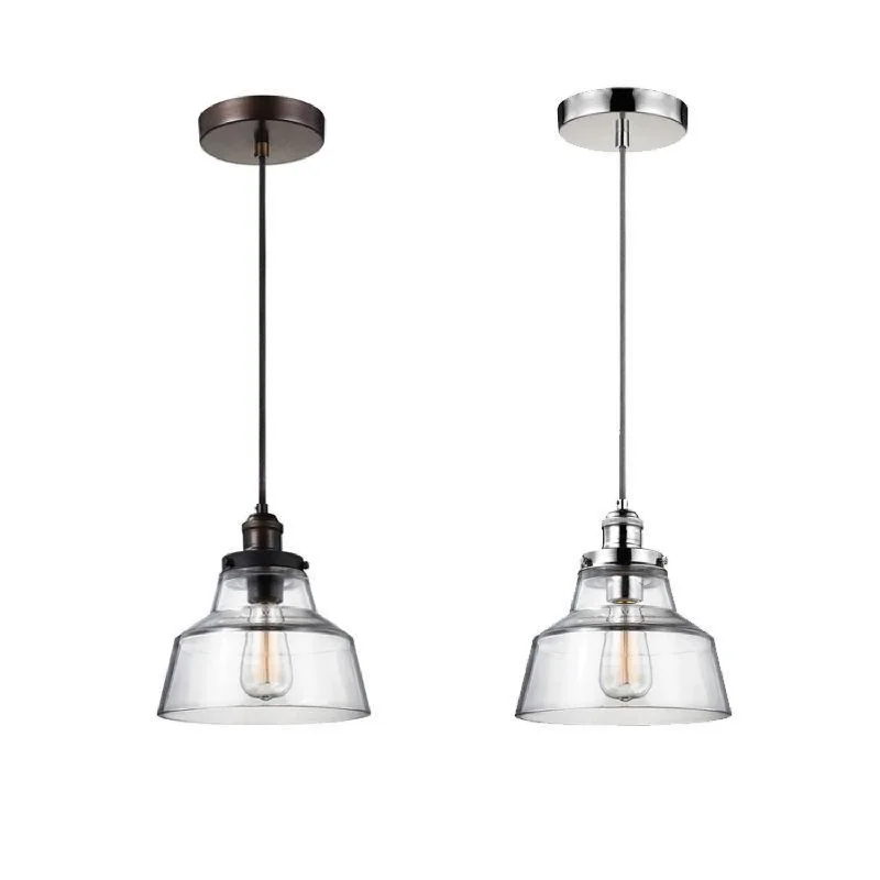 Industrial Task Lighting for Precision WorkstationsBaskin 1lt Pendant E27 in Aged Brass / Zinc and Polished Nickel Elstead Lighting - ELS.FE-BASKIN-P-A