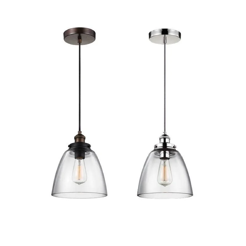 Industrial Ceiling - Mounted Lighting for Assembly PlantsBaskin 1lt Pendant E27 in Aged Brass / Zinc and Polished Nickel Elstead Lighting - ELS.FE-BASKIN-P-B