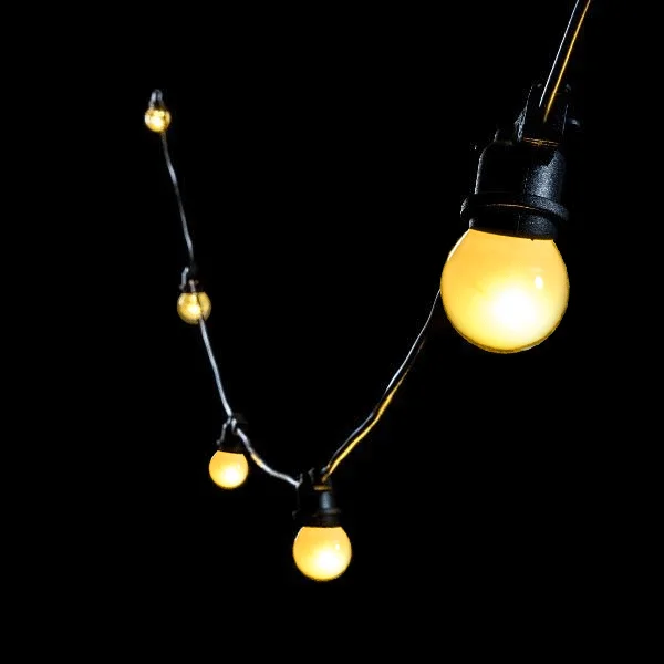 Dust - Resistant Industrial Lighting for Dirty Workspaces10 or 20 Meter Festoon Lighting 25w Frosted Fancy Round Globes