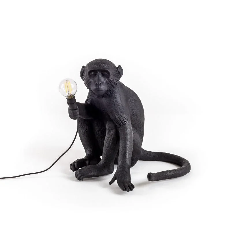  Way Switch Floor Lamp for Multiple Light Intensity LevelsBlack Monkey Sitting Lamp