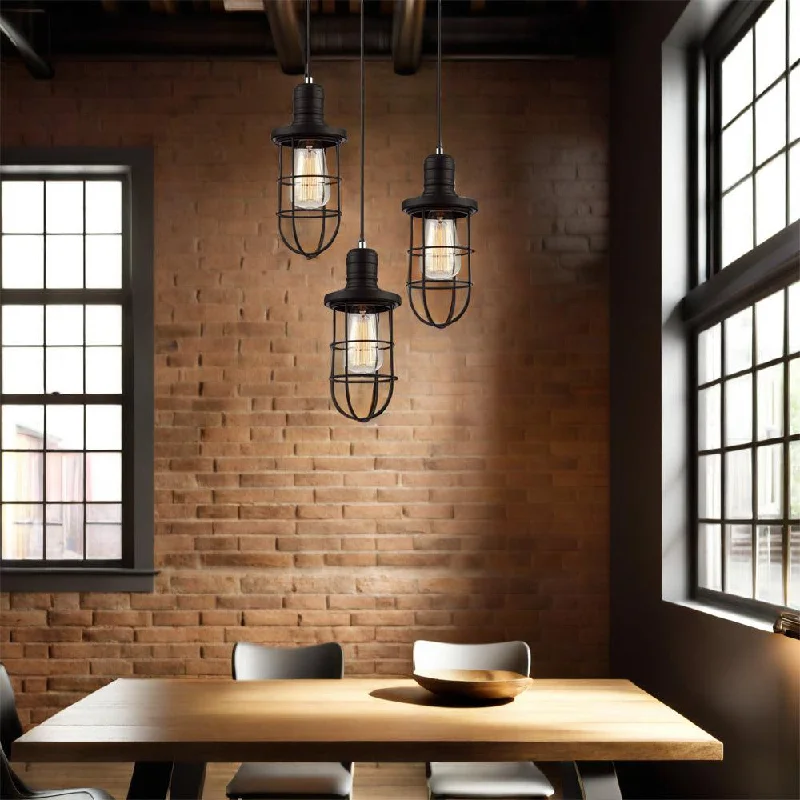 Dust - Resistant Industrial Lighting for Dirty WorkspacesBlackband Iron Cage Pendant Light in Black (Curved or Tubular)