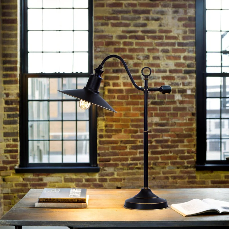 Industrial Lighting for Printing Press FacilitiesBoston Table Lamp in Rubbed-Bronze