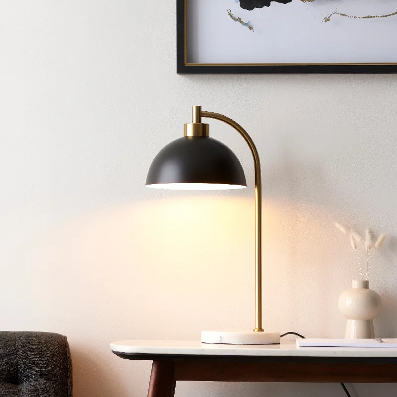 Fabric Floor Lamp with a Linen Shade for a Relaxed AestheticBuchanan Black & Brass Task Table Lamp with Marble Base