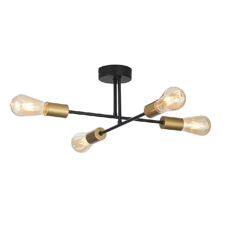 Industrial Style Floor Lamp with Exposed Bulbs for Loft ApartmentsChanin 4 Light Black & Gold Ceiling Semi Flush