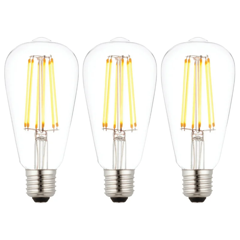 Adjustable Height Floor Lamp for Versatile Lighting Needs3 X E27 LED 6w Filament Clear Pear Shaped Dimmable Light Bulb