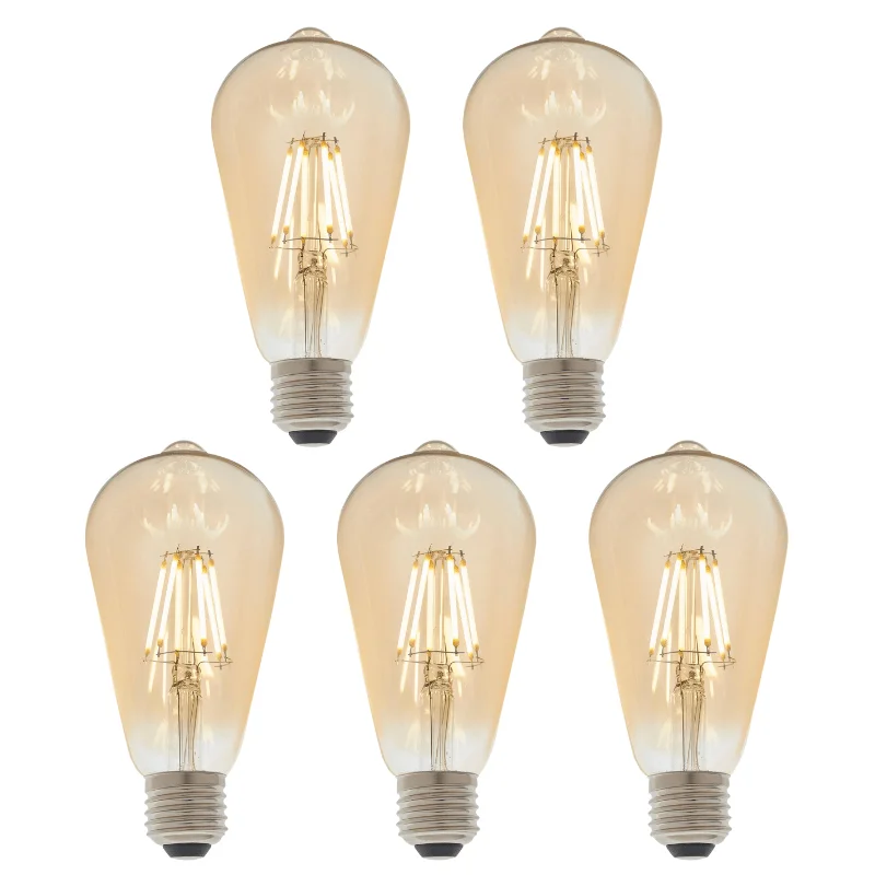 Adjustable Height Floor Lamp for Versatile Lighting Needs5 X E27 LED Filament Amber Pear Shaped Dimmable 6w Light Bulb